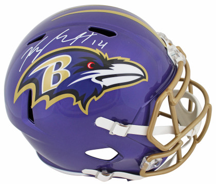 Ravens Kyle Hamilton Signed Flash Full Size Speed Rep Helmet w/ Case BAS Wit