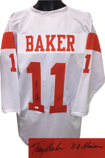 Terry Baker Signed White Tb Custom Stitched College Football Jersey 3/4 Sleeves '62 Heisman Xl  Jsa Hologram