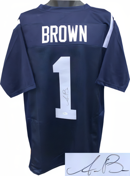 Aj (A.J.) Brown Signed Navy Blue Custom Stitched College Football Jersey Xl  Jsa Signature Debut Hologram