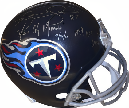 Kevin Dyson Signed Tennessee Titans Navy Fs Rep Helmet  Jsa Witnessed  Music City Miracle 1/8/00, 1999 Afc Champs & Sbxxxiv
