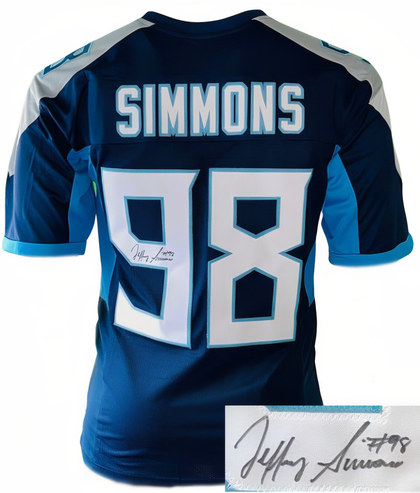 Jeffery Simmons Signed Tennessee Navy Custom Stitched Pro Style Football Jersey #98 Xl  Jsa Witnessed