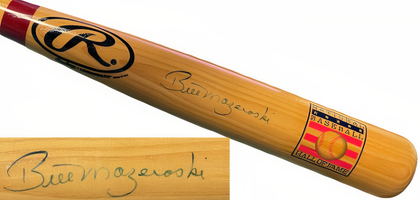 Bill Mazeroski Signed Rawlings National Baseball Hall Of Fame Logo Blonde Bat– Beckett Review (Pittsburgh Pirates)