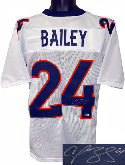 Champ Bailey Signed Denver White Custom Stitched Pro Style Football Jersey #24 Xl  Beckett Witnessed #Wk35776