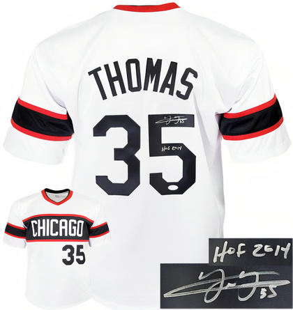 Frank Thomas Signed Chicago White Tb Custom Stitched Pro Baseball Jersey Hof 2014 Xl  Jsa Witnessed