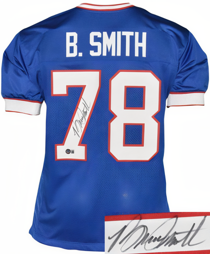 Bruce Smith Signed Buffalo Blue Custom Stitched Pro Style Football Jersey Xl  Beckett Witnessed