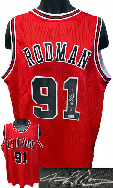 Dennis Rodman Signed Chicago Red Custom Stitched Basketball Jersey Xl  Beckett Witnessed