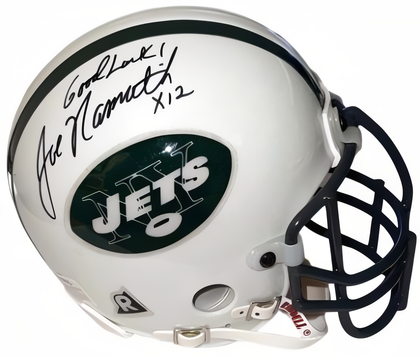 Joe Namath Signed New York Jets Riddell Tb Nfl Authentic Mini Helmet Good Luck!/X12  Beckett Review