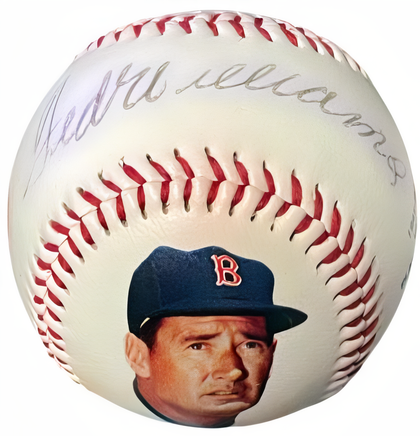 Ted Williams Signed Fotoball Usa Mlb Baseball  /1000  Coa (Light Sig/Boston Red Sox)