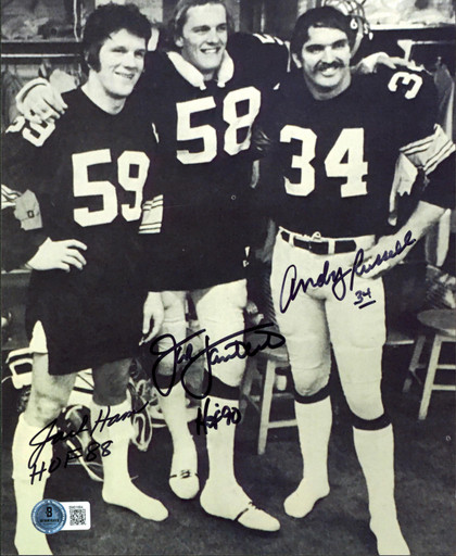Steelers Andy Russell, Jack Lambert & Jack Ham Signed 8x10 Photo BAS #BM01684
