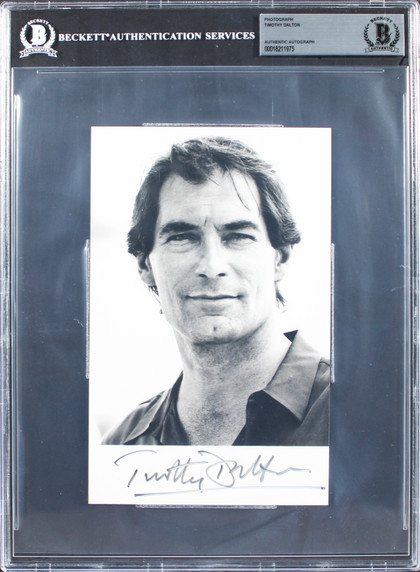 Timothy Dalton James Bond Authentic Signed 5x8 Photo Autographed BAS Slabbed