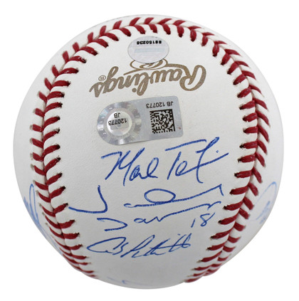 2009 Yankees (9) Jeter Rivera Posada Signed 2009 WS Logo Oml Baseball Steiner 1 Version 1