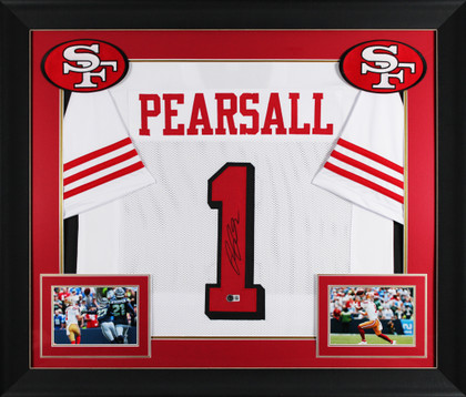 Ricky Pearsall Signed White Pro Style Framed Jersey w/ Dropshadow BAS Witnessed