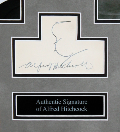 Alfred Hitchcock The Birds Signed & Framed Index w/ Self Portrait Sketch BAS LOA