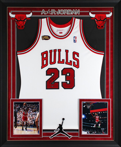 Bulls Michael Jordan Signed 97-98 White Nike HWC Authentic Framed Jersey UDA Version 1
