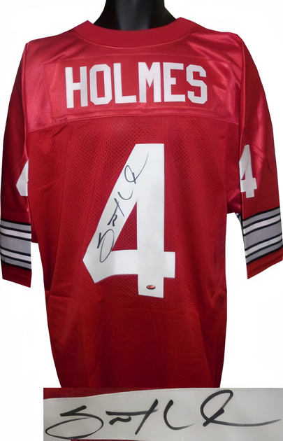 Santonio Holmes Signed Red Custom Stitched Football Jersey (Signed Up 4) Xl  Holmes Hologram
