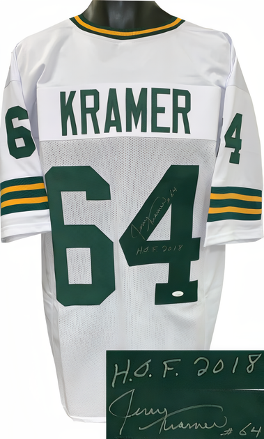 Jerry Kramer Signed White Tb Custom Stitched Pro Style Football Jersey #64 Hof 2018 Xl  Jsa Witnessed Hologram