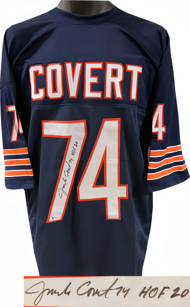 Jim Covert Signed Chicago Navy Tb Custom Stitched Pro Style Football Jersey #74 Hof 20 Xl  Beckett/Bas #V29463