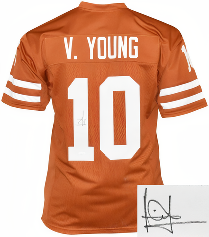 Vince Young Signed Texas Orange Tb Custom Stitched College Football Jersey Xl  Jsa Witnessed