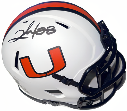 Clinton Portis Signed Miami Hurricanes Lunar Speed Mini Helmet #28  Fanatics (‘01 Natl Champs)