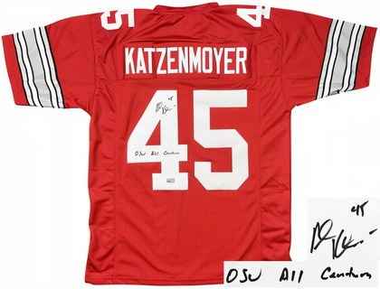 Andy Katzenmoyer Signed Ohio State Red Custom Stitched College Football Jersey #45 Osu All Century Xl  Tri Star Hologram