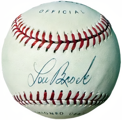Lou Brock Signed Official Spalding All Star Baseball Imperfect  Coa (Hof/St. Louis Cardinals)