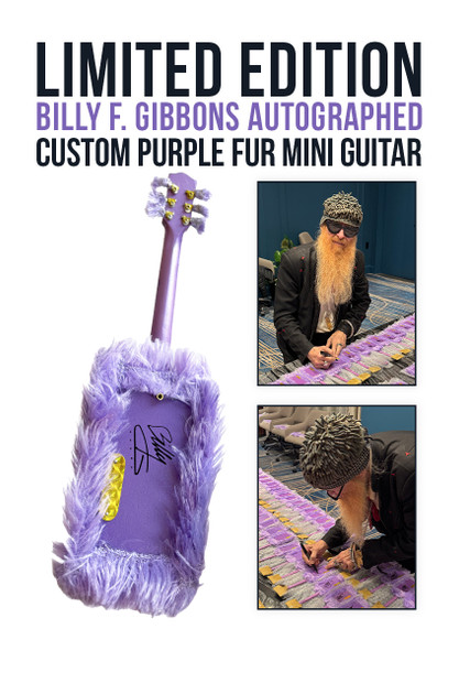 Billy F Gibbons SIGNED Purple Fur Mini Guitar