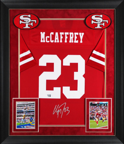 49ers Christian McCaffrey Signed Red Fanatics NFL Proline Framed Jersey Fanatics