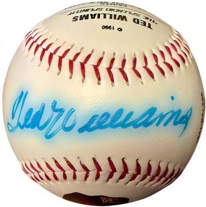Ted Williams Signed Fotoball Usa Mlb Baseball  /1000  Coa (Bleed Sig/Boston Red Sox) Version 4
