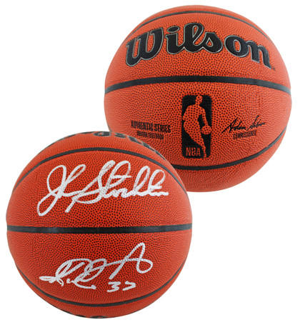 Jazz John Stockton & Karl Malone Signed Wilson Basketball w/ Case BAS Witnessed