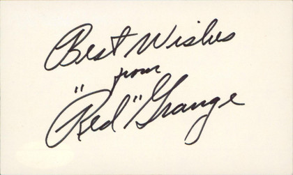 Bears Red Grange "Best Wishes" Authentic Signed 3x5 Index Card JSA #S16595