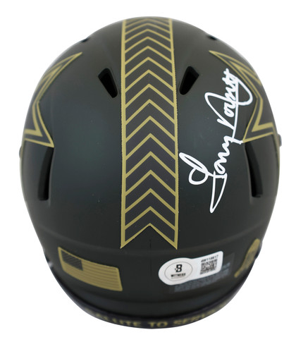 Cowboys Tony Dorsett Signed Salute to Service IV Speed Mini Helmet BAS Witnessed
