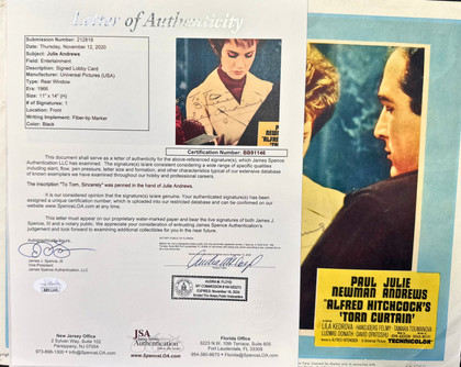 Signed Julie Andrews Photo "Torn Curtain" Movie