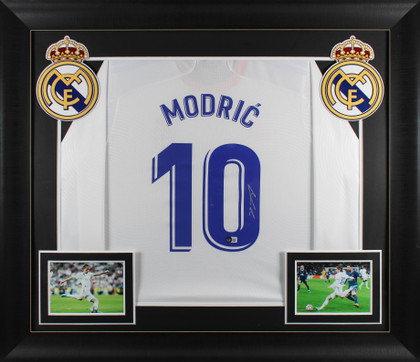 Real Madrid Luka Modric Authentic Signed White Adidas Framed Jersey BAS