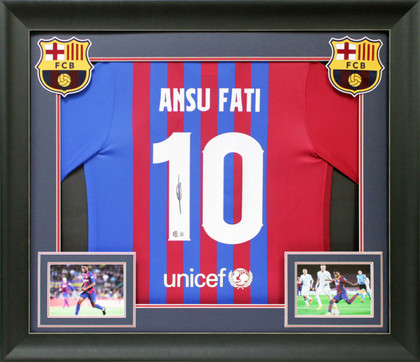 Barcelona Ansu Fati Authentic Signed Blue & Red Nike Framed Jersey BAS