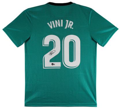 Real Madrid Vincius Viní Jr. Authentic Signed Teal Adidas Jersey Autographed BAS