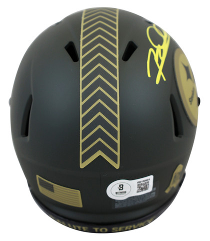 Steelers Rod Woodson Signed Salute to Service IV Speed Mini Helmet BAS Witnessed
