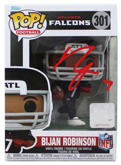 Falcons Bijan Robinson Signed #301 Funko Pop Vinyl Figure BAS Witness #2W911791