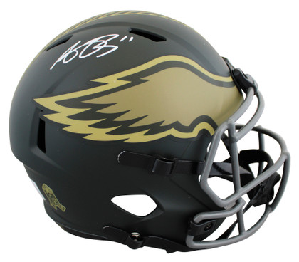 Eagles A.J. Brown Signed STS IV Full Size Speed Rep Helmet W/ Case BAS Witnessed