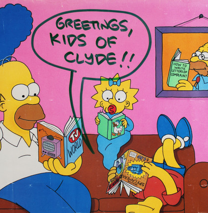 Matt Groening Simpsons Signed 22x31 Poster w/ Bart & Lisa Sketch BAS #AE16841