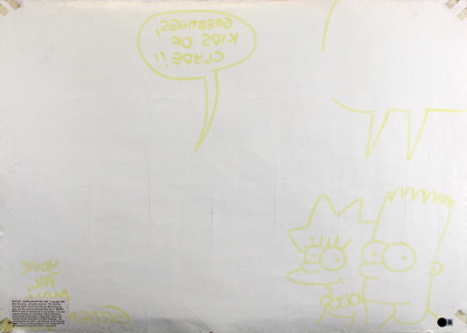 Matt Groening Simpsons Signed 22x31 Poster w/ Bart & Lisa Sketch BAS #AE16841