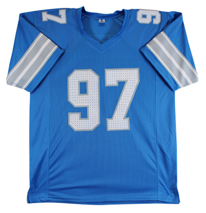 Aidan Hutchinson Authentic Signed Blue Pro Style Jersey BAS Witnessed 3