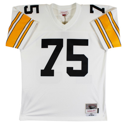 Steelers Joe Greene "Career Stat" Signed White M&N TB Jersey BAS Witnessed