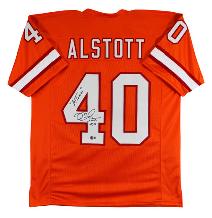 Mike Alstott "A-Train" Signed Orange Throwback Pro Style Jersey BAS Witnessed