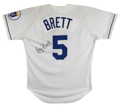 Royals George Brett Authentic Signed White Russell Athletic Jersey BAS #BU55013