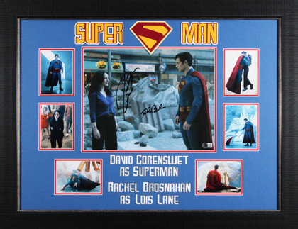 David Corenswet & Rachel Brosnahan Superman Signed 11x14 Framed Photo BAS LOA