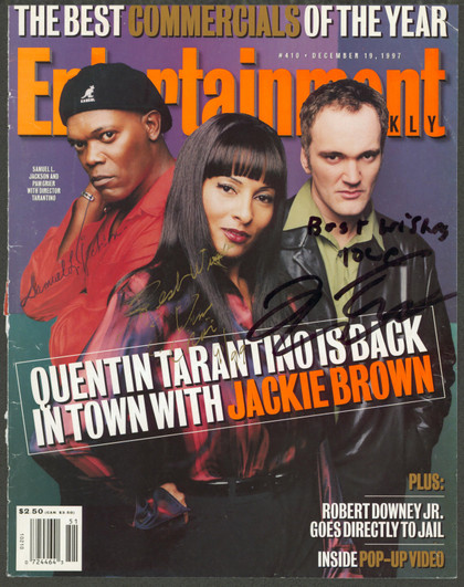 Quentin Tarantino & Pam Grier Jackie Brown Signed Magazine Cover JSA #ZZ74217