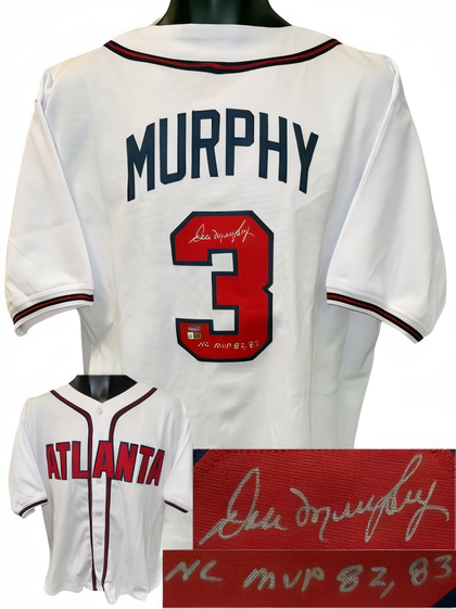 Dale Murphy Signed Atlanta White Tb Custom Stitched Pro Baseball Jersey Nl Mvp 82, 83   Schwartz Sports Hologram