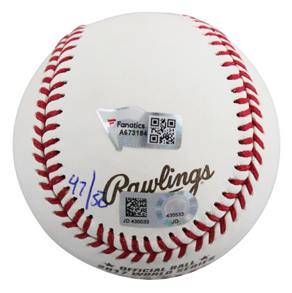 Astros George Springer "4x Insc" Signed 2017 WS Oml LE #47/50 Baseball Fanatics