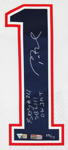 (6) Brady, Gronkowski, Gilmore, Edelman +2 Signed White Nike Elite Jersey BAS