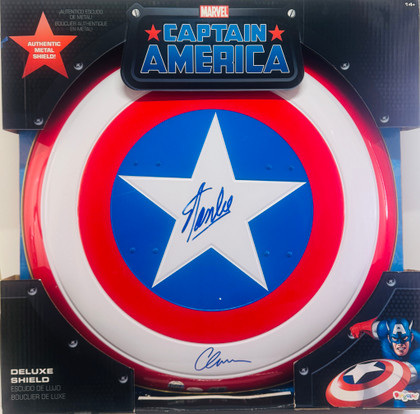 Stan Lee & Chris Evans Signed 24" Shield